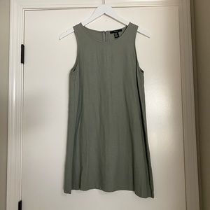 Olive Linen Shift Dress